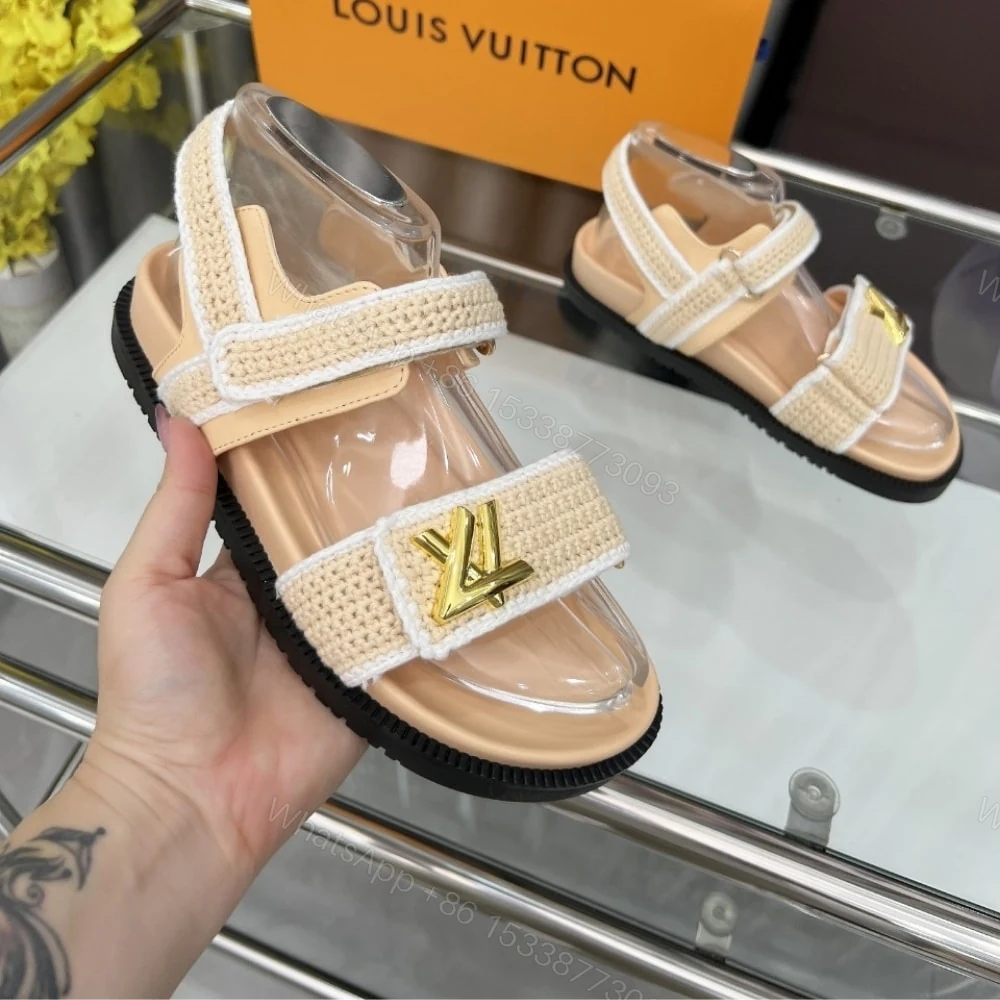View 4 of LOUIS VUITTON LV SUNSET COMFORT SANDAL BEIGE AND WHITE 1AHKJ3