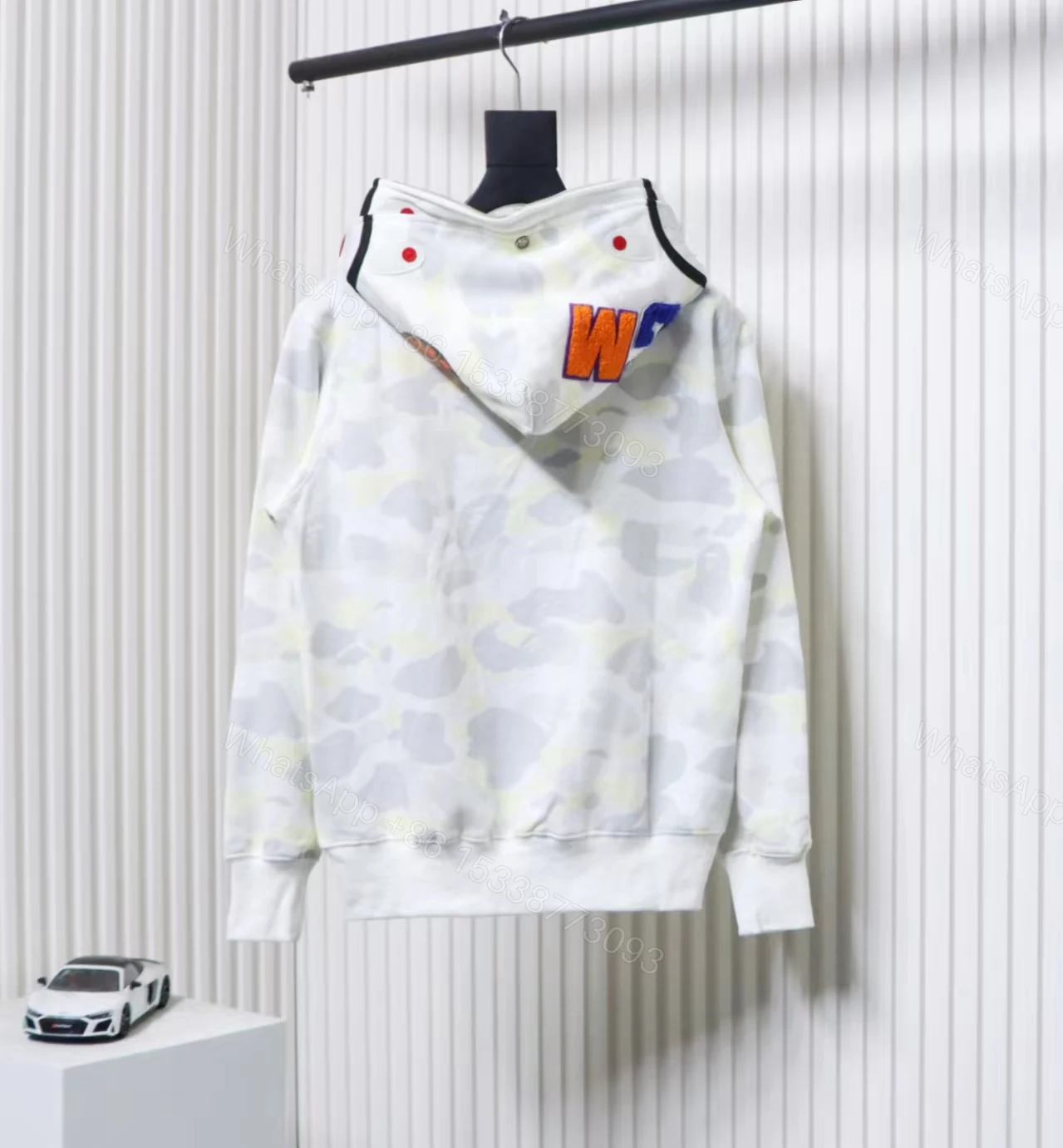 View 4 of BAPE Camouflage Double Hat Hoodie White