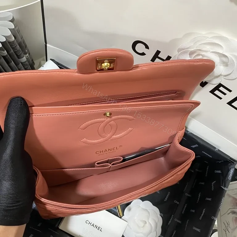 View 5 of Coral Pink Quilted Leather Shoulder Bag â€“ Designer-Inspired Luxury