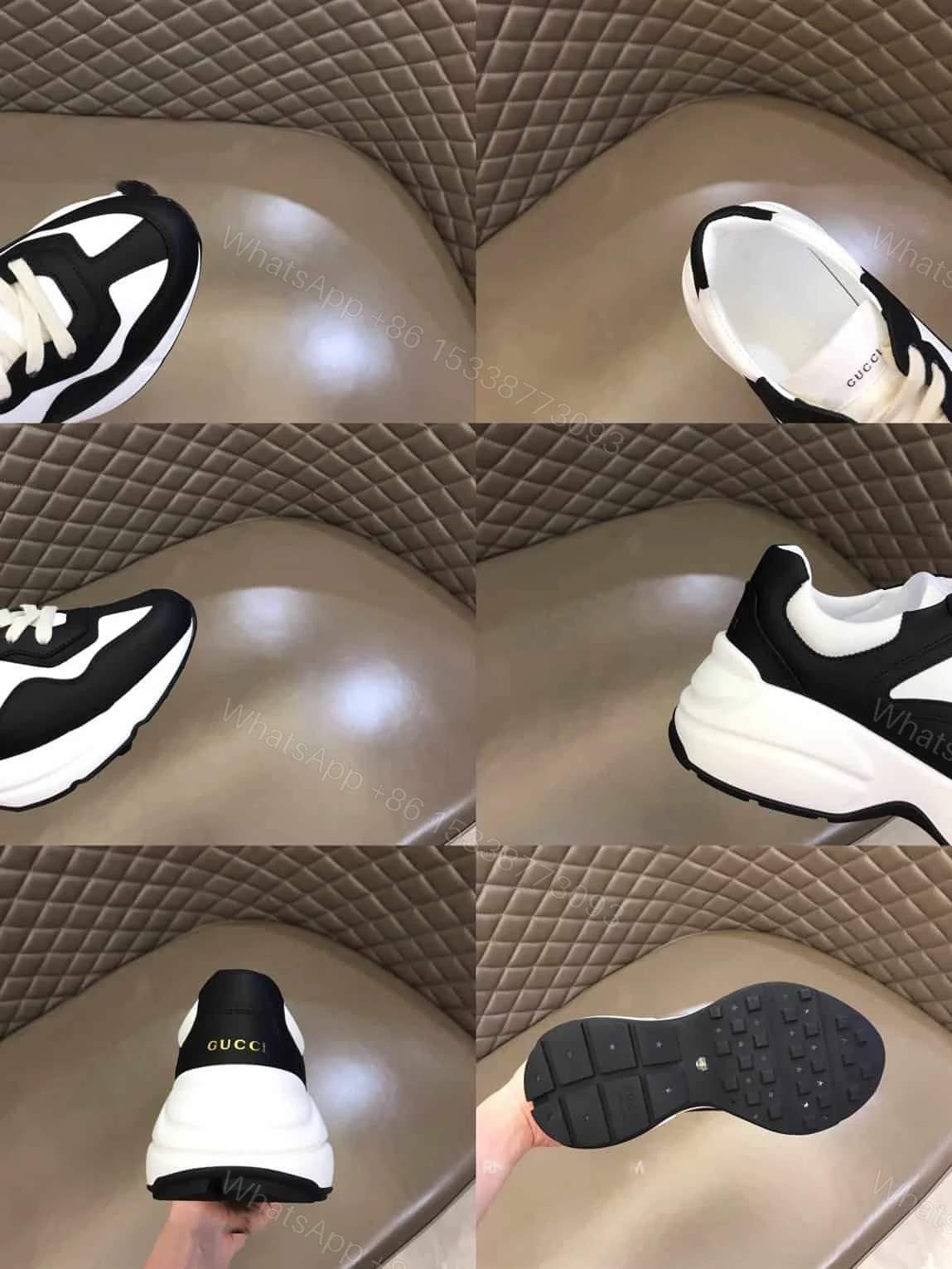 View 6 of Gucci Rhyton Low Top Sneakers In Black And White – GC124