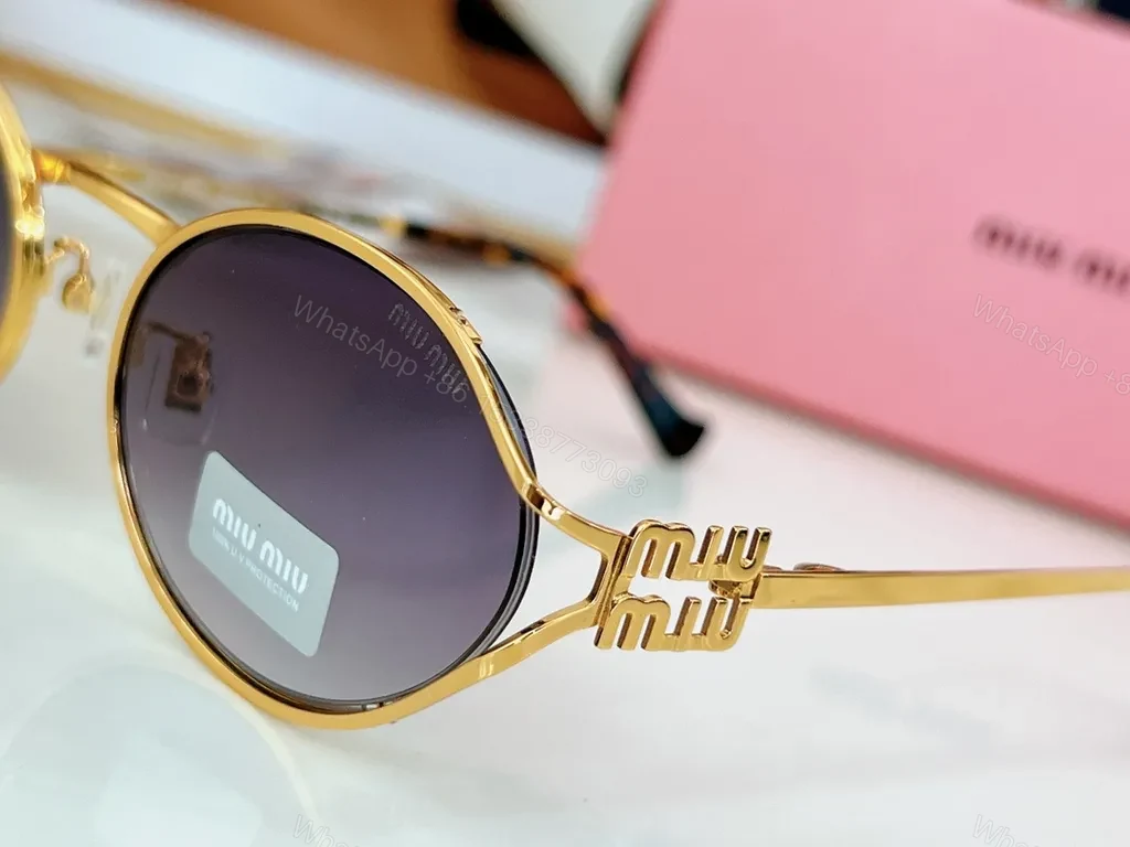 View 6 of Gold Tone Miu Miu Round Sunglasses â€“ Luxe Everyday
