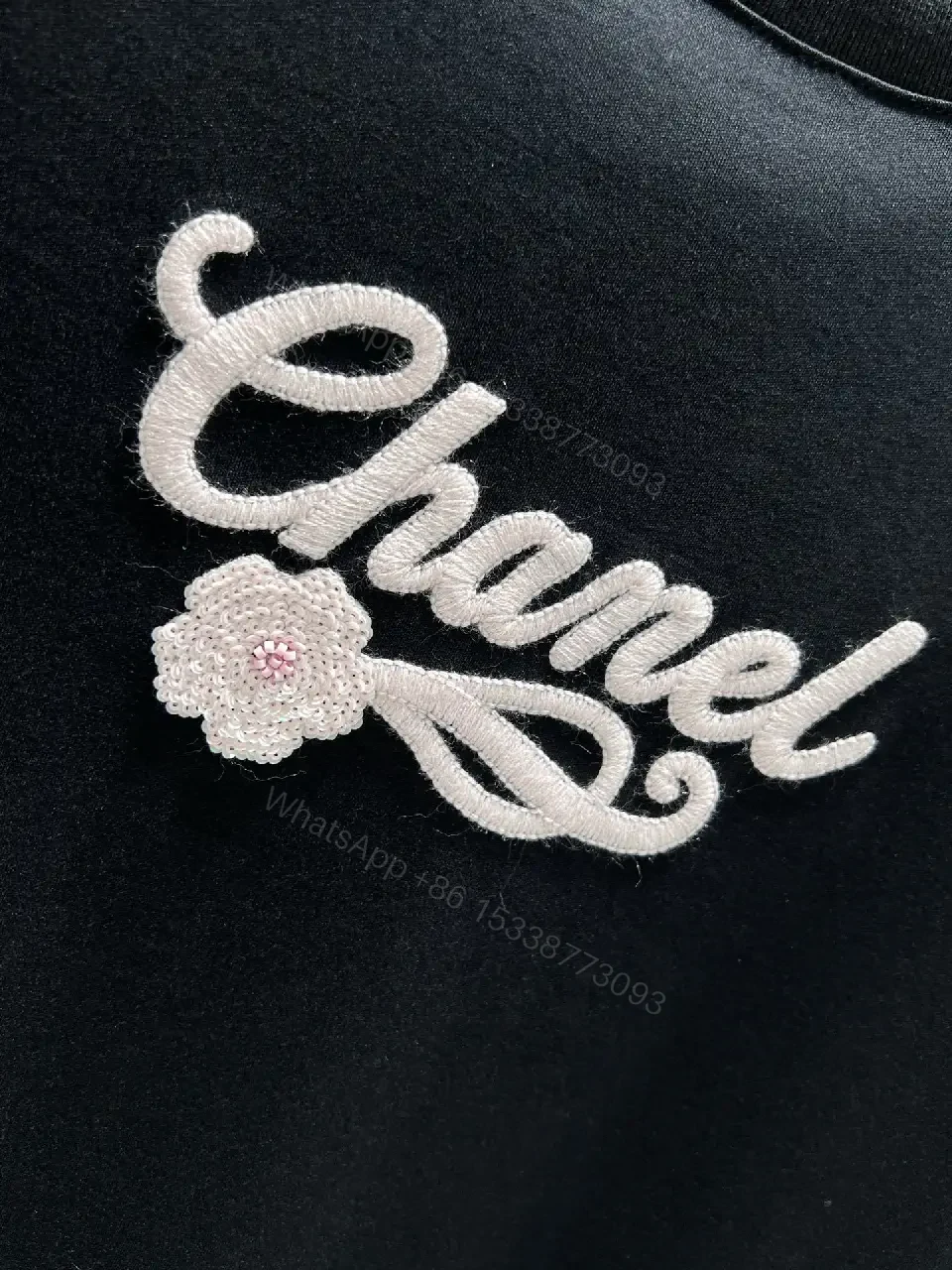 View 10 of Black Cotton Embroidered Logo T-Shirt - Subtle Luxury, Everyday Confidence