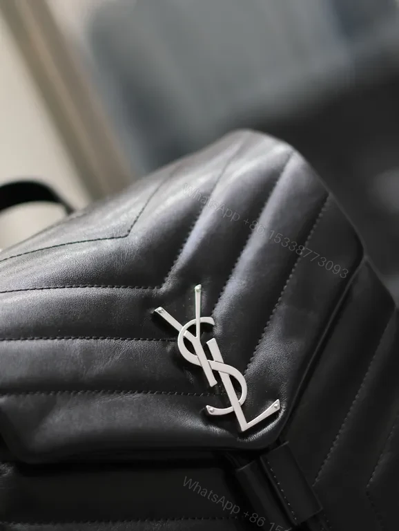 View 2 of Chic Quilted Backpack with YSL Emblem - Luxury Everyday Carry
