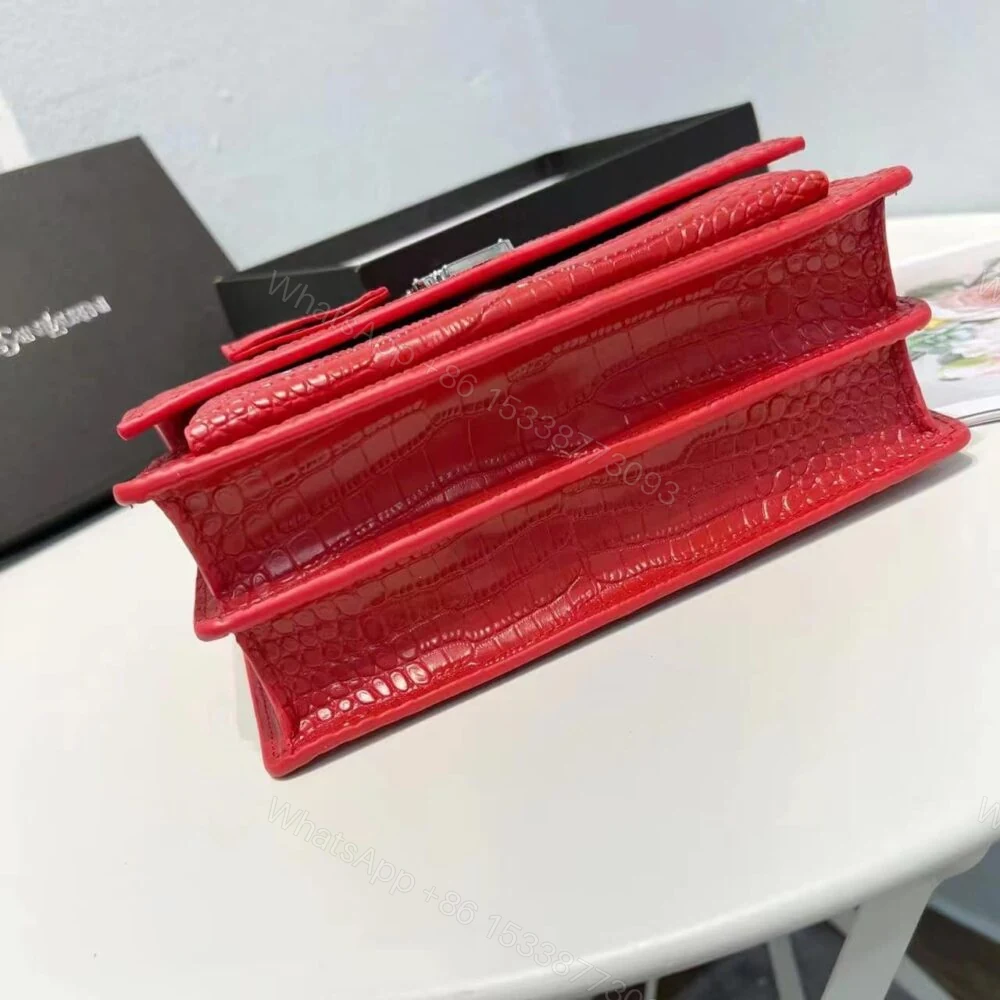View 7 of Saint Laurent Sunset Embossed Bag Red 22Cm