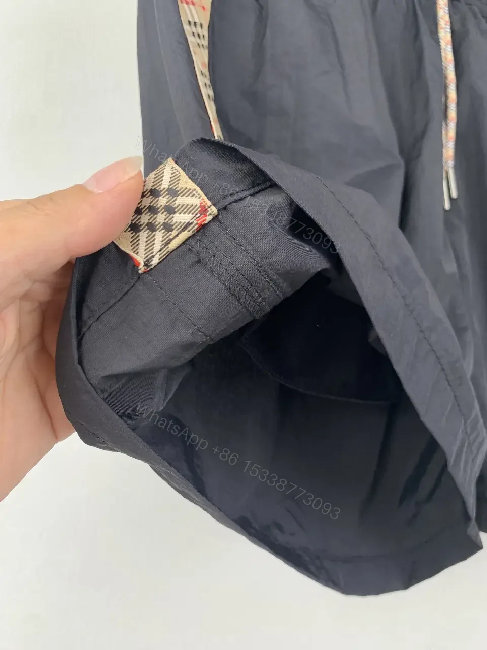 View 4 of Black Nylon Street Burberry plaid stripe Shorts