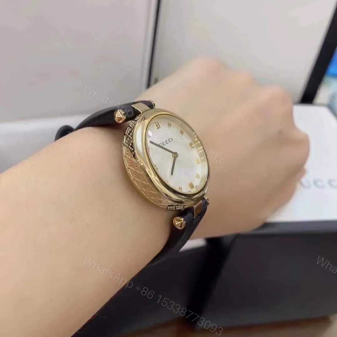View 4 of Gucci Diamantissima Swiss Quartz With Black Strap And Gold Tone 27Mm Ya141404