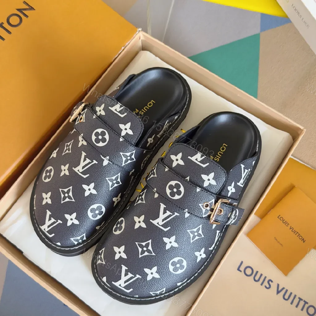 View 6 of Monochrome Denim Leather Slip-On Loafers with Monogram Hardware