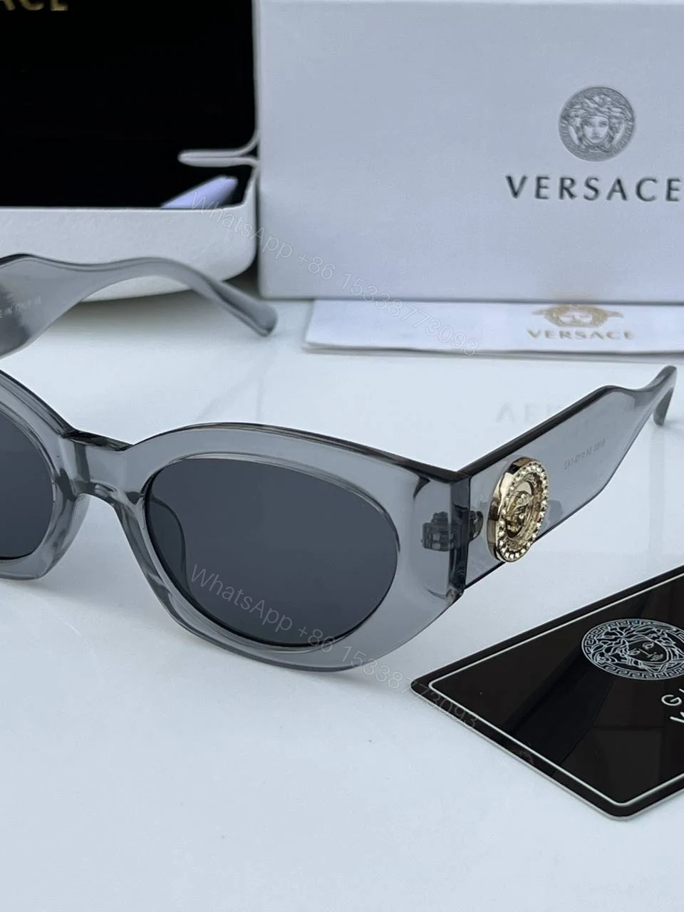 View 5 of First Copy Versace 6160 Grey Black Sunglasses