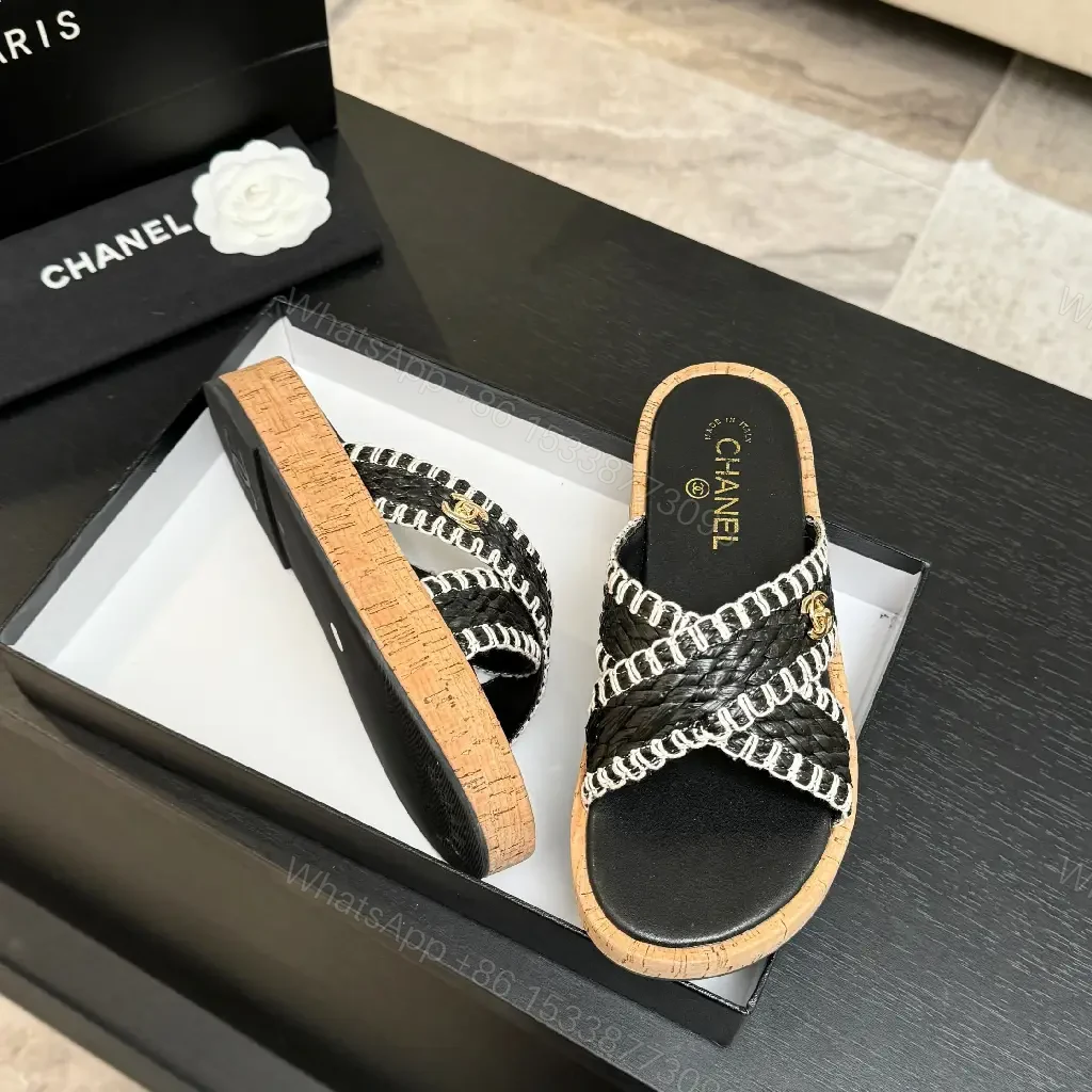 View 3 of Chic Cork-Sole Sandals with Signature Hardware