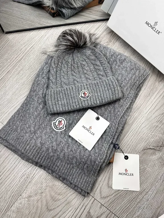 View 5 of Moncler-Inspired Cozy Cable Knit Scarf & Beanie Set