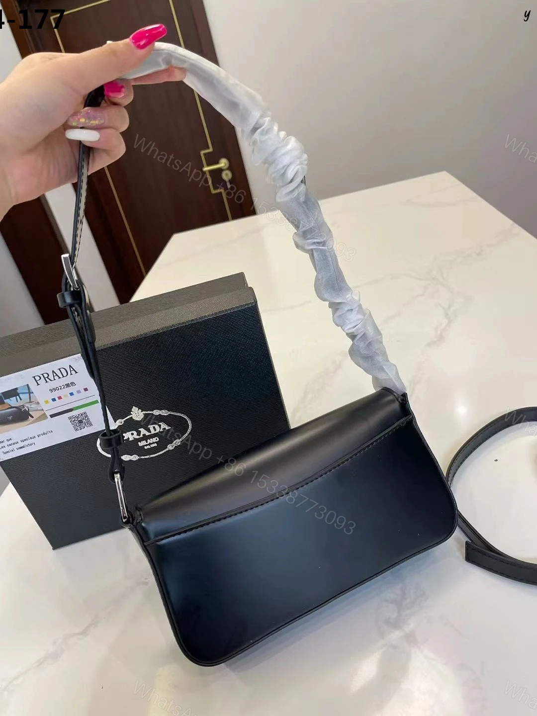 View 4 of PRADA BRUSHED PRADA FEMME BAG BLACK 22CM