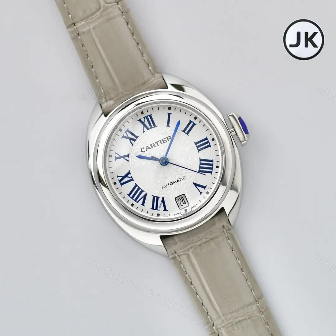 View 3 of GS Factory Cartier CLE DE Cartier Silver Stainless Steel Case with Grey Leather Strap Automatic Watch
