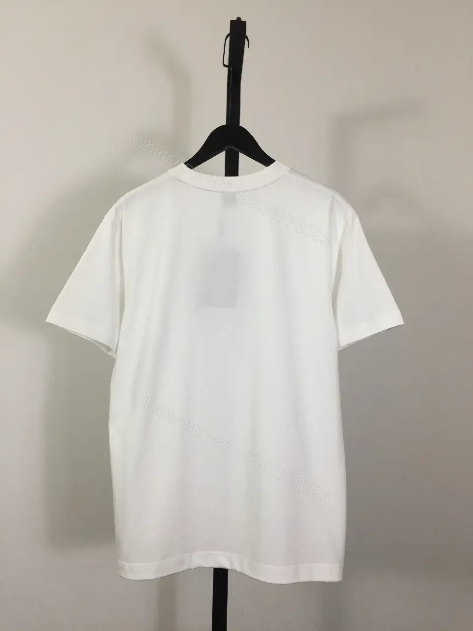 View 3 of White Cotton Tee, Modern Fit, Burberry-Inspired Horse Logo, Graphic Streetwear Tee