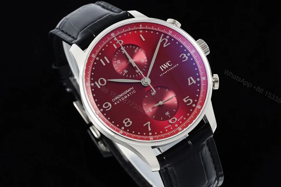 View 3 of IWC Portugieser Chronograph Stainless Steel / Burgundy Dial IW3716-16