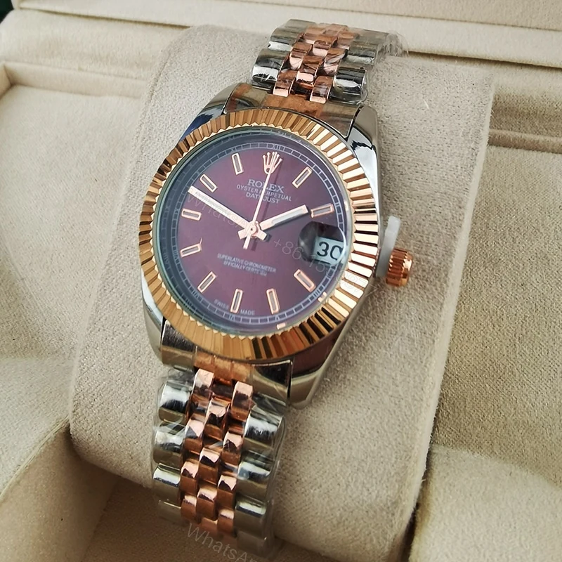 View 3 of Rolex Oyster Perpetual Datejust Dial With Silver And Everose Gold Strap Chocolate 36Mm