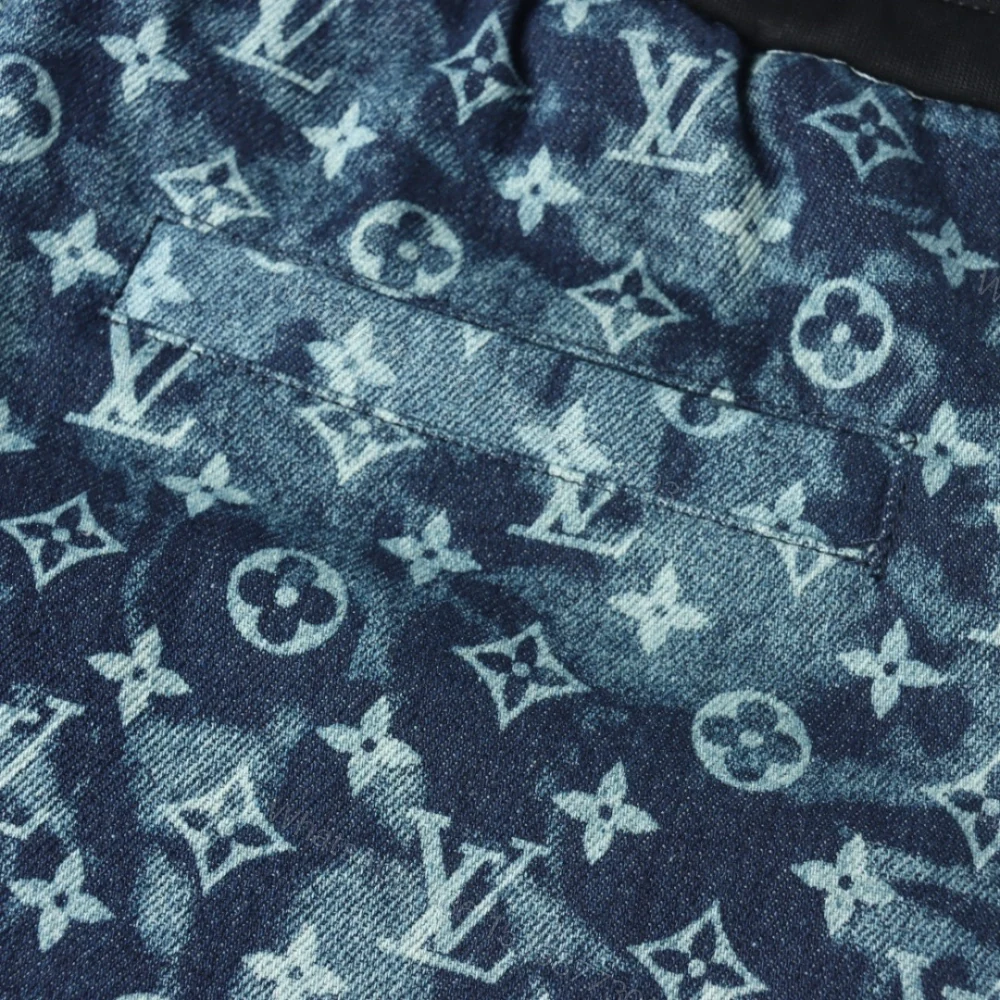 View 8 of 高仿LV*1AFR0055滿印牛仔拼接口袋短褲黑色