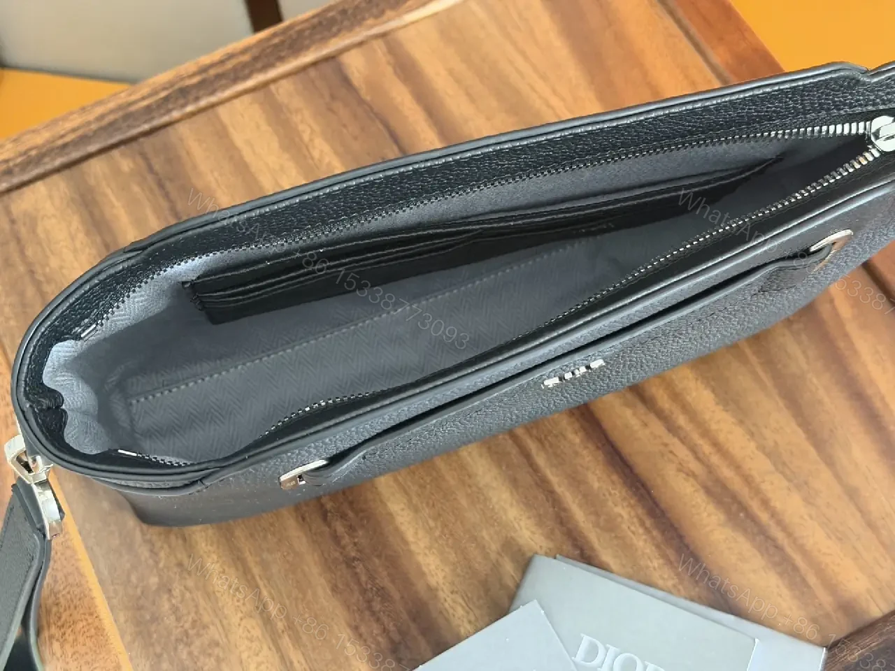 View 5 of Black Pebbled Leather Messenger – Compact Luxury Everyday Carry