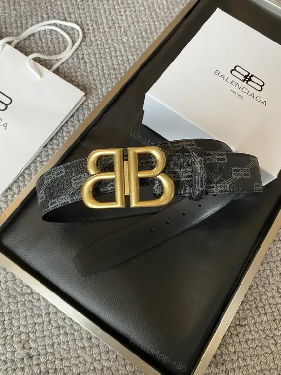 Monogram Belt with Bold Gold Buckle - Luxury Jacquard Style Belt — view 1