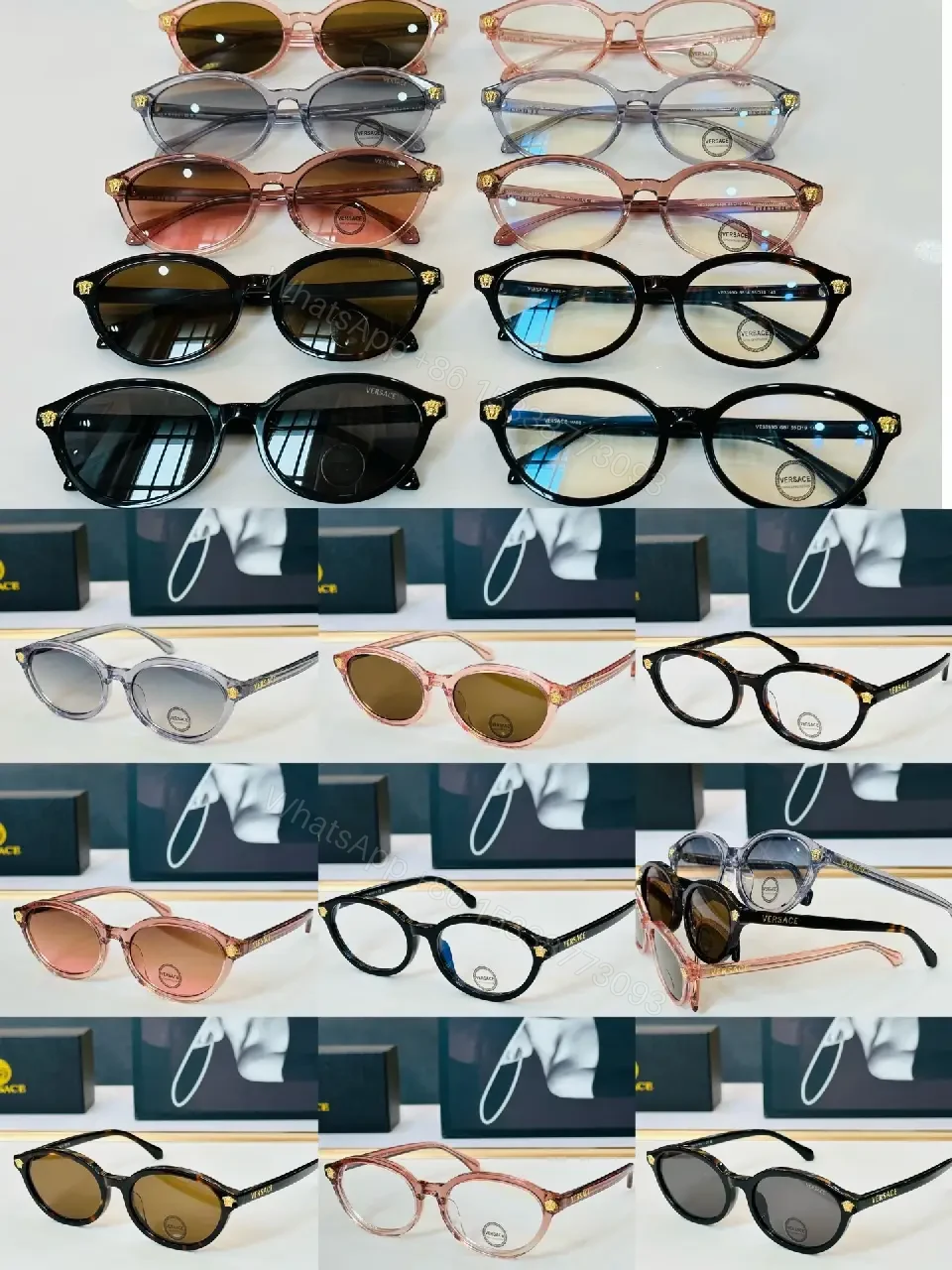 View 8 of Glassy Black Round Sunglasses with Gold Accents, UV400 Protection