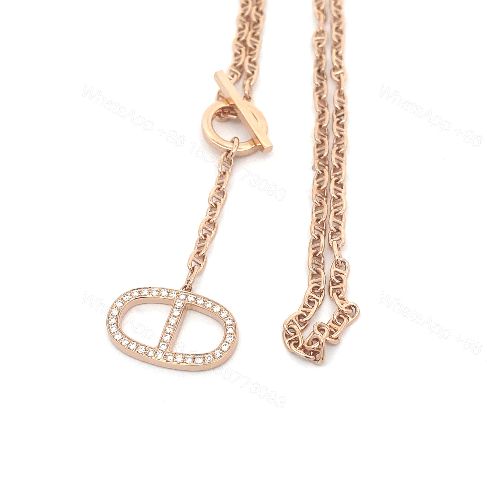 View 4 of Hermès Chaine D’ancre Contour Diamond Pendant, Large Model