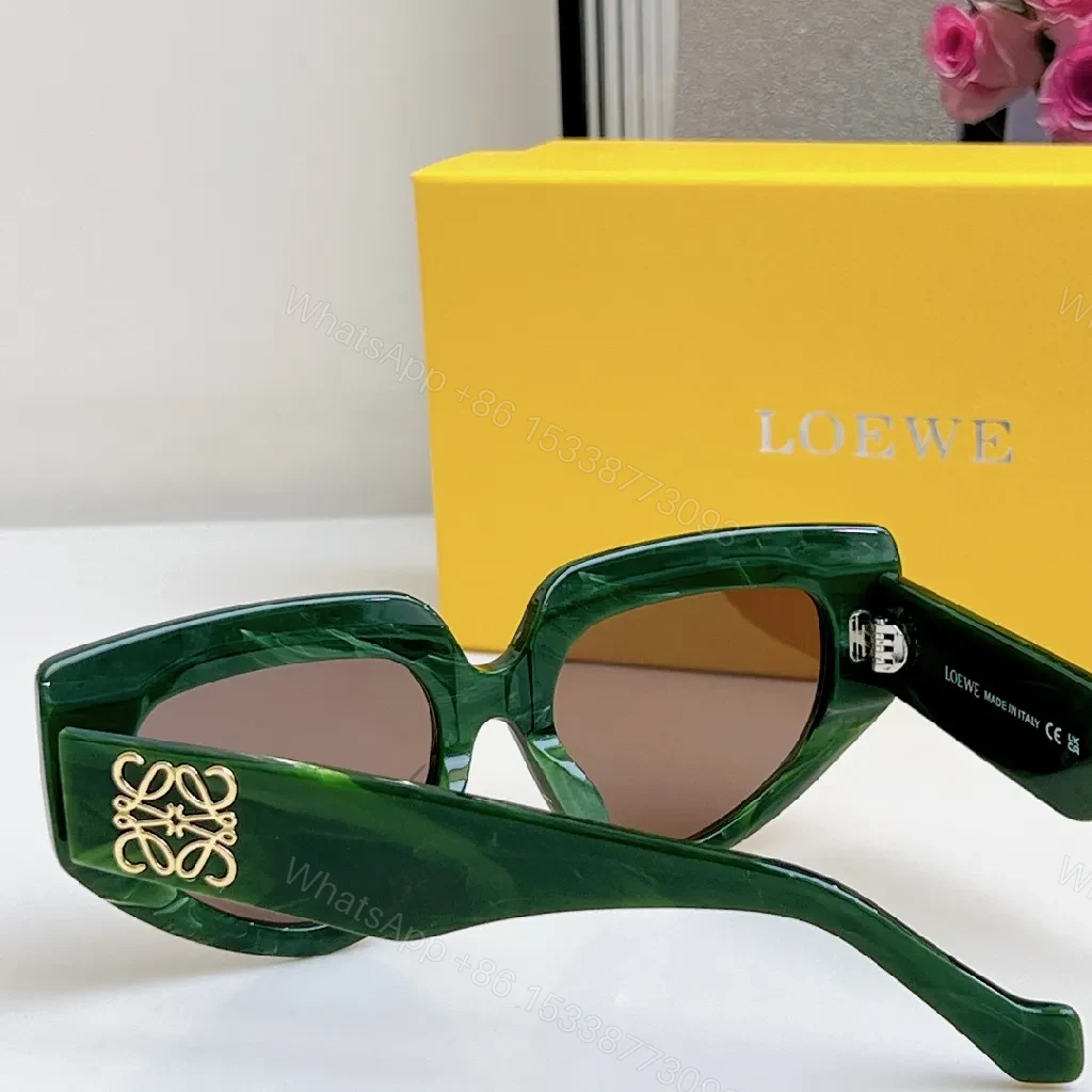 View 5 of Green Marble Acetate Sunglasses, Oversized Cat-Eye, Gold Accents