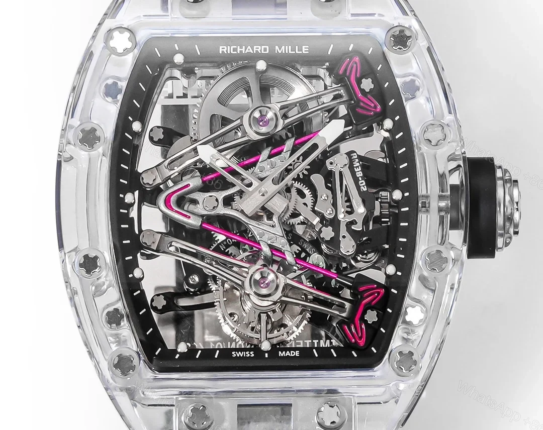 View 4 of Richard Mille RM38-02 Crystal Pink Skeleton Tourbillon Watch RM38-CR-PK