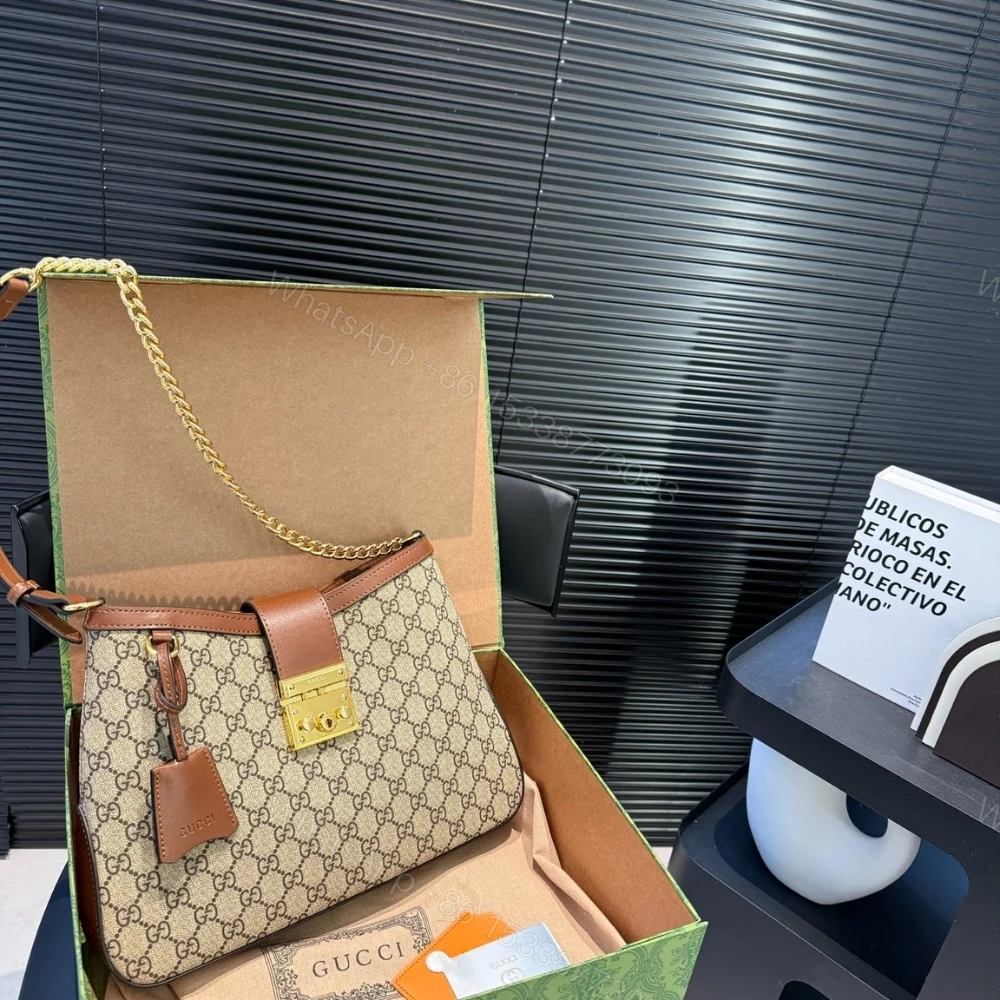 View 2 of Gucci Padlock GG Medium Shoulder Bag Brown 33Cm ‎795113 KHNKG 8534