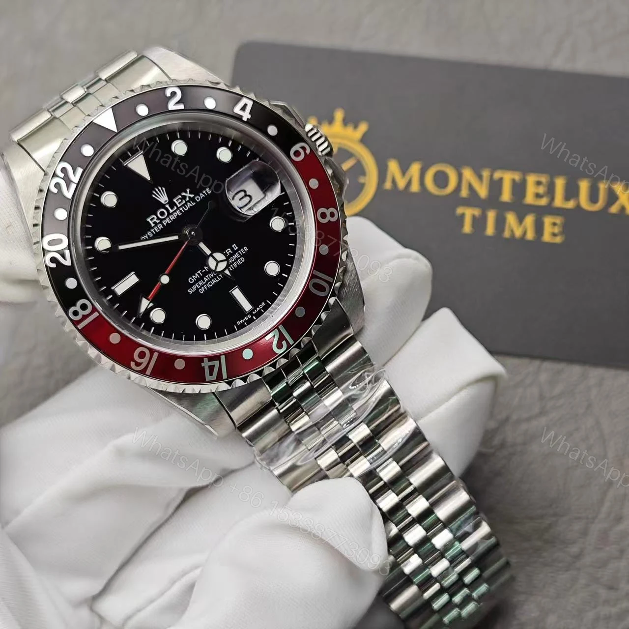 View 3 of Replica Rolex GMT-Master Black Dial 16710 “Pepsi”