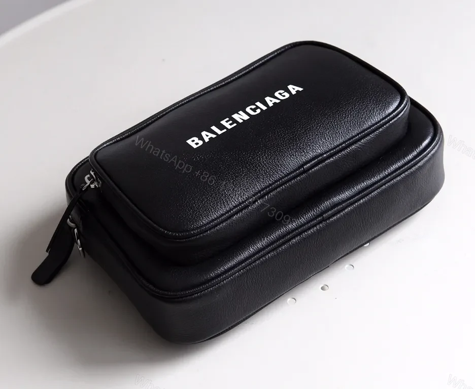 View 6 of Compact Black Leather Crossbody: Bold Logo, Versatile Style