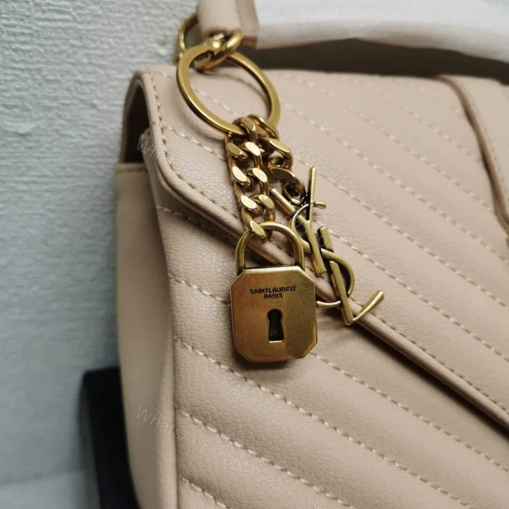 View 4 of Saint Laurent College Large Chain Bag Beige 25Cm