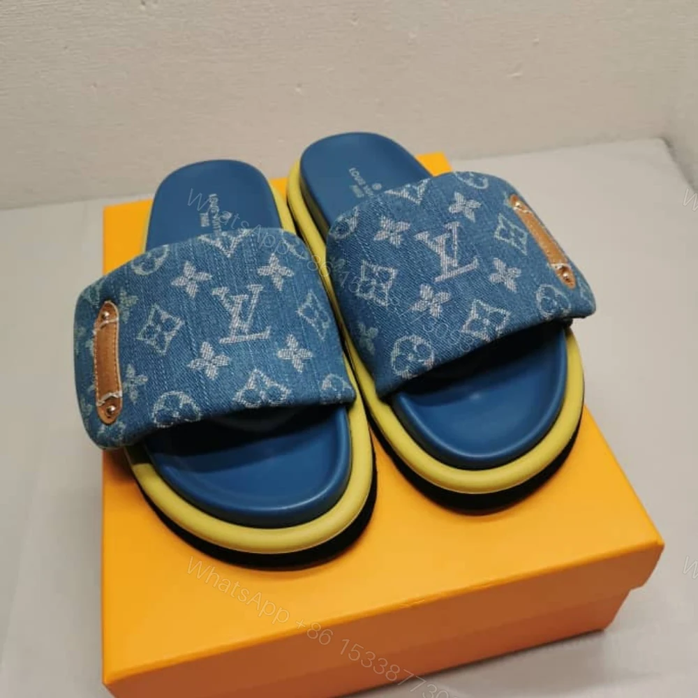 View 3 of Louis Vuitton Pool Pillow Flat Comfort Mules Blue 1ACJVH