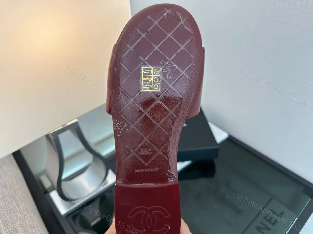 View 7 of Velvet Red Slides with Gold Hardware – Luxe Comfort