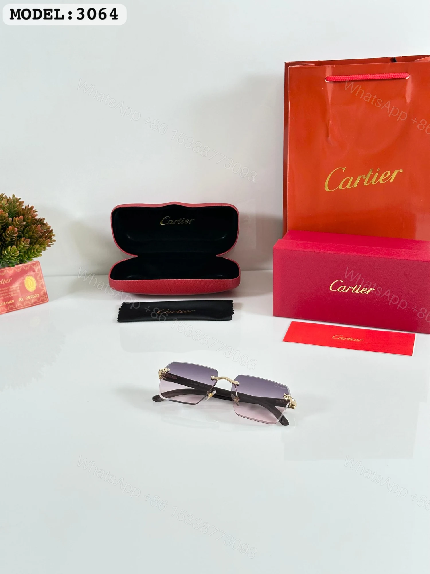 View 2 of FIRST COPY CARTIER 3064 GOLD PINK DC SUNGLASSES