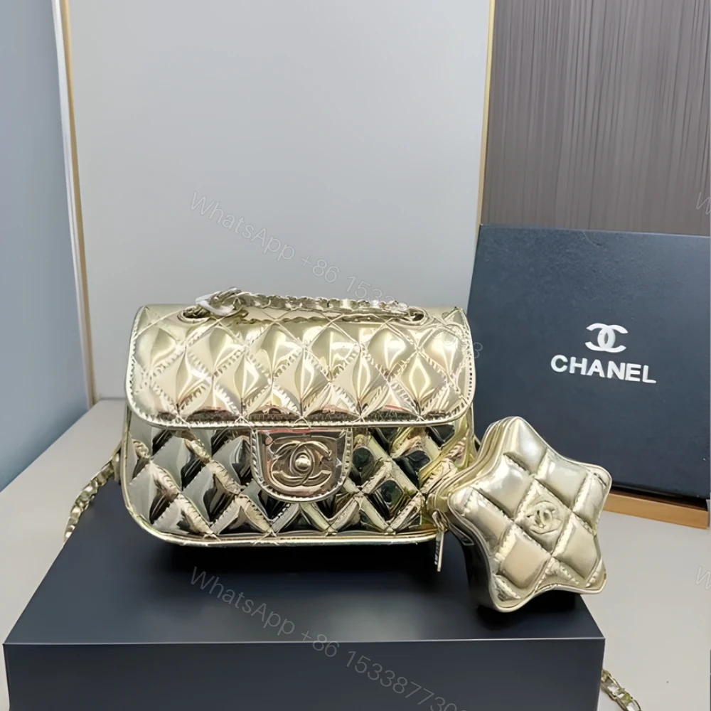 View 2 of Chanel Mini Flap Bag Star Coin Purse Yellow Gold 21Cm