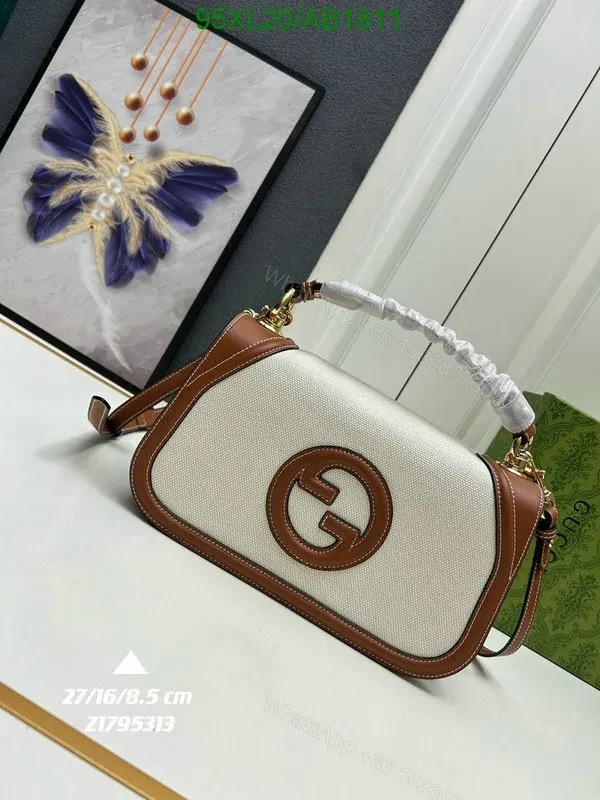 View 7 of Knockoff Gucci Blondie Smooth Brown Leather Shoulder Bag for Women PTF637