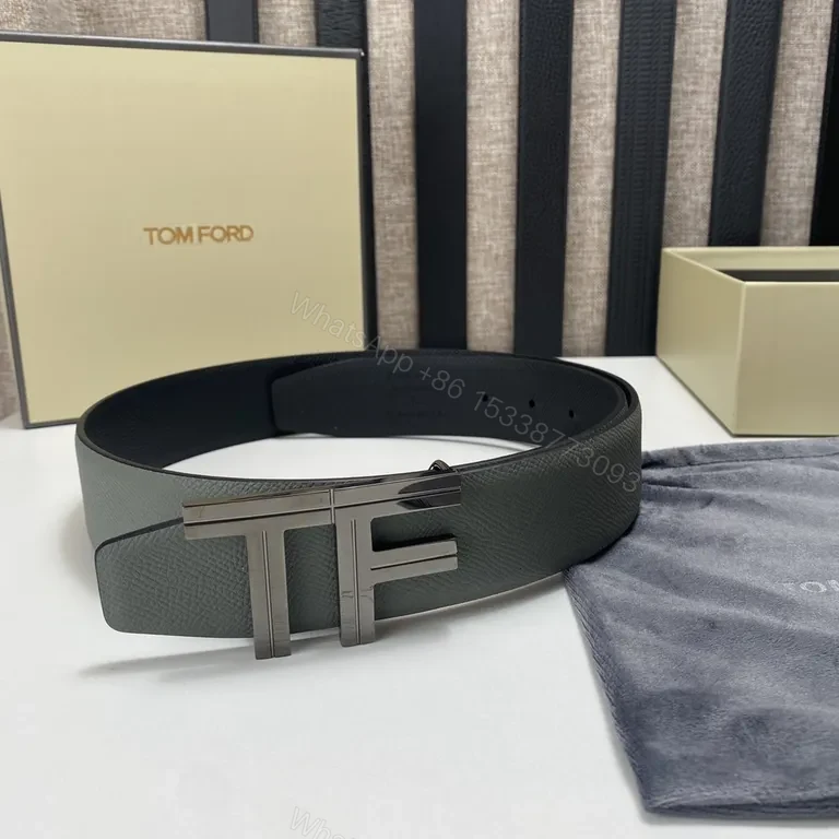 View 6 of Graphite Calfskin Minimalist Belt â€“ Tom Ford Style, 35mm buckle