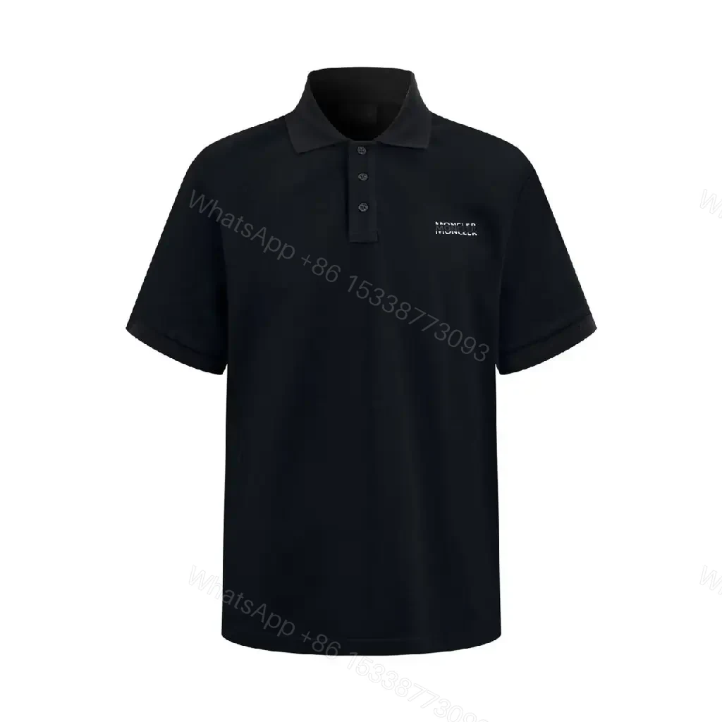 View 11 of Black Knit Polo Shirt with Classic Collar, Matte Finish