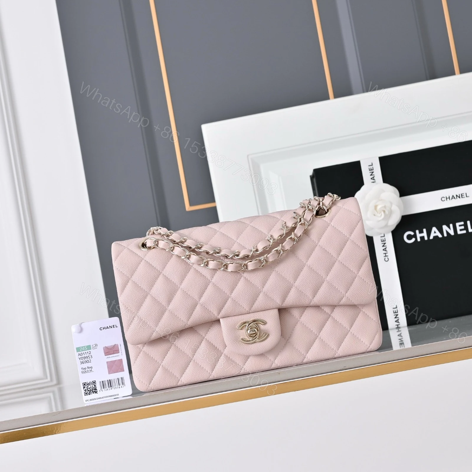 Chanel Classic Flap Medium Light Pink Sliver Hardware — view 1