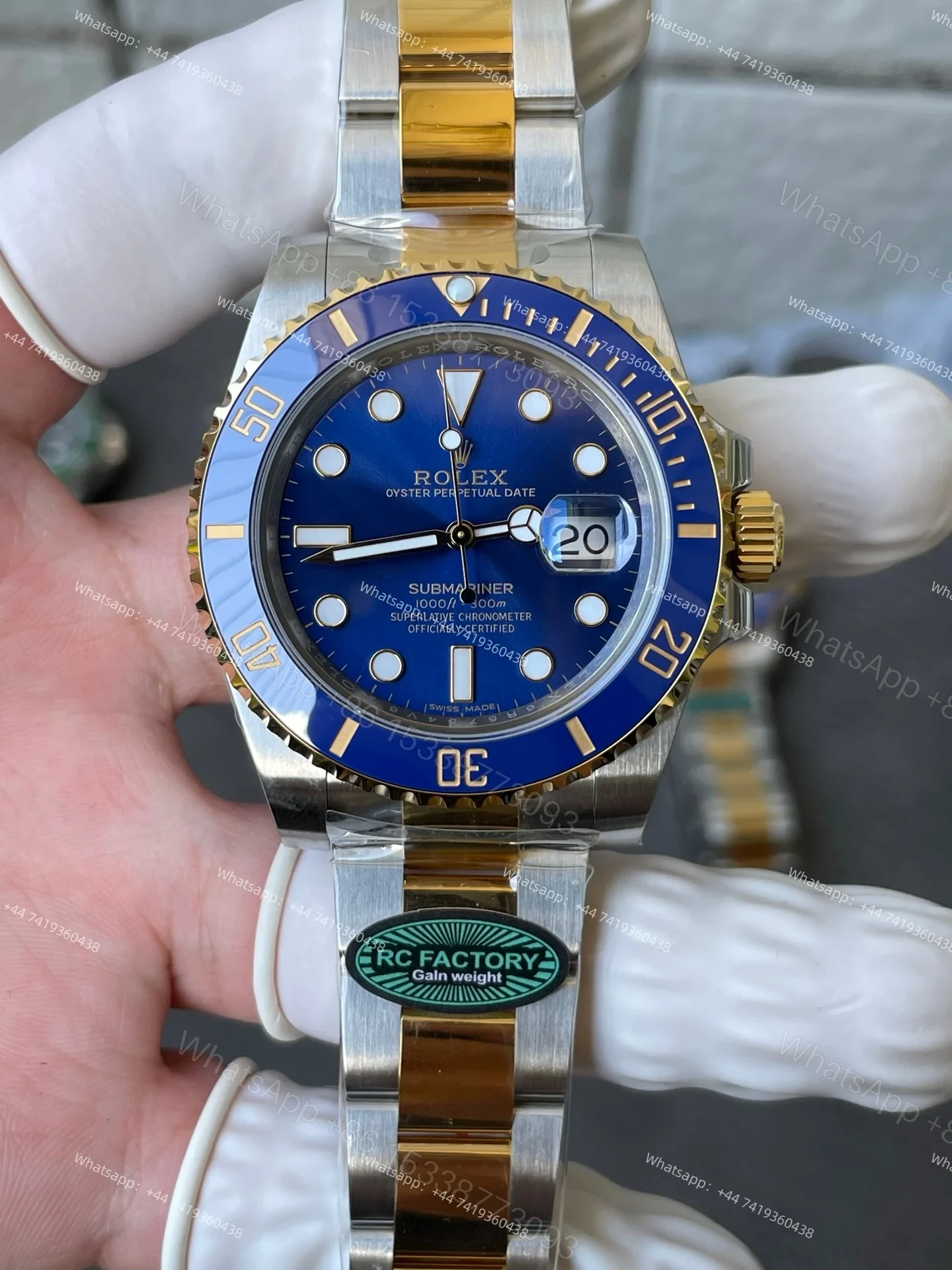 View 2 of Rolex Super Clone Watches 1:1 Submariner 116613LB Bluesy Two Tone 3135