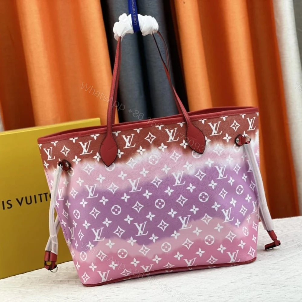 View 5 of Louis Vuitton Neverfull MM Monogram Escale Pink Red Purple 31Cm