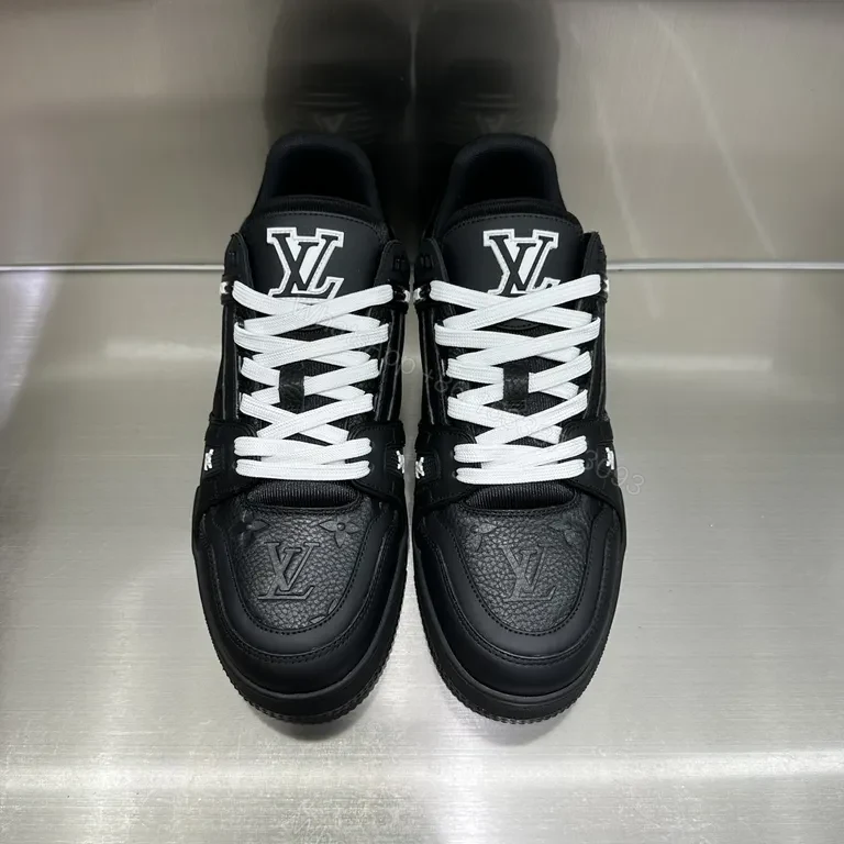 View 5 of Bold Leather Sneaker: Monogram-Texture City Style Shoes