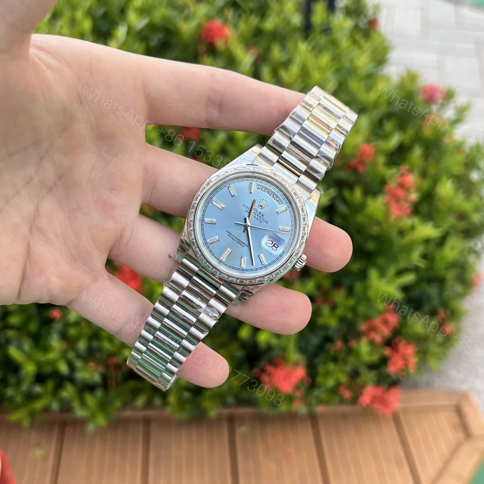 View 5 of Superclone Rolex Day-Date Ice Blue Diamond Dial 228396tbr-0002 40 mm