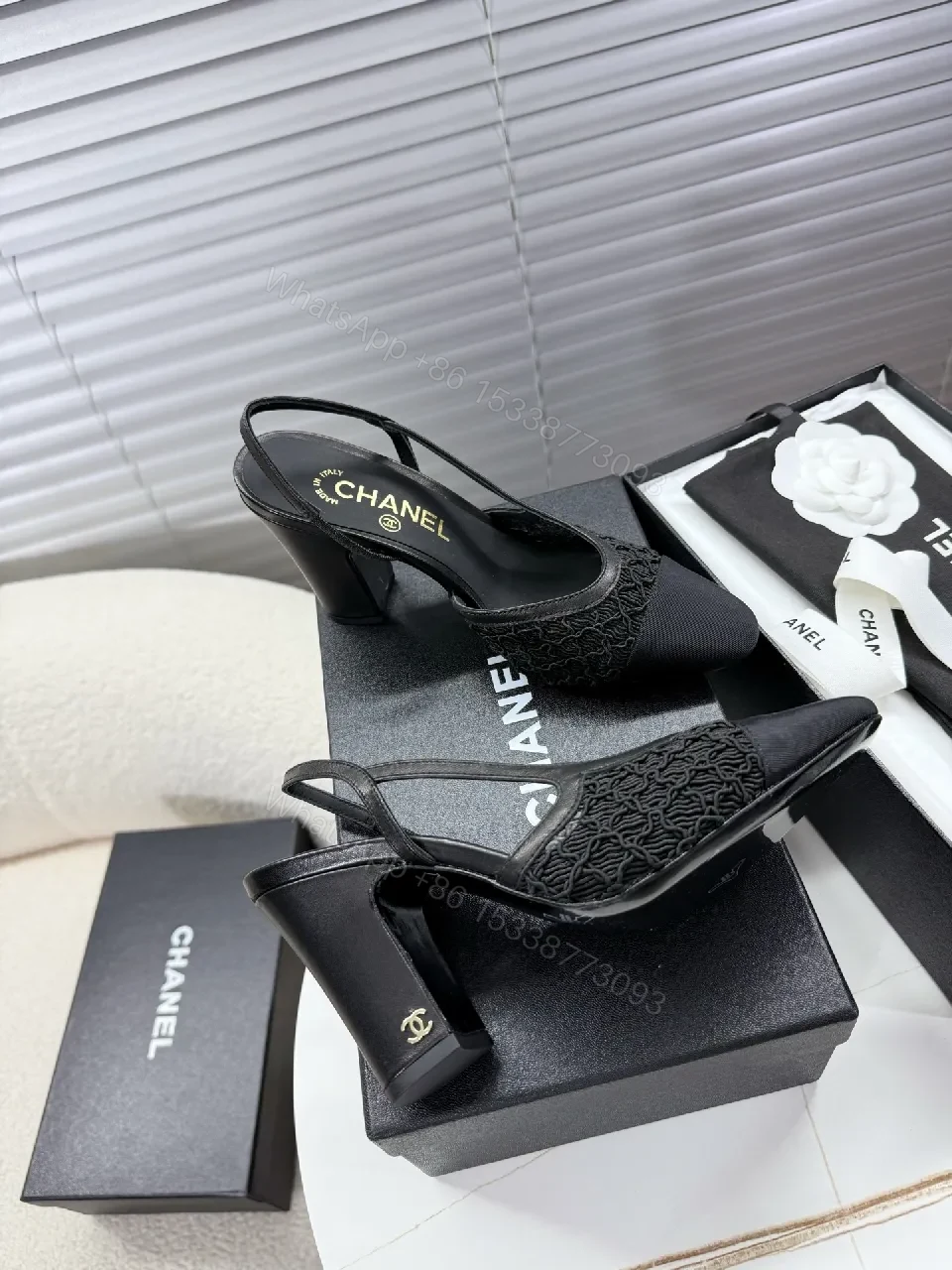 View 2 of Textured Knit Slingback Flats with Satin Cap Toe