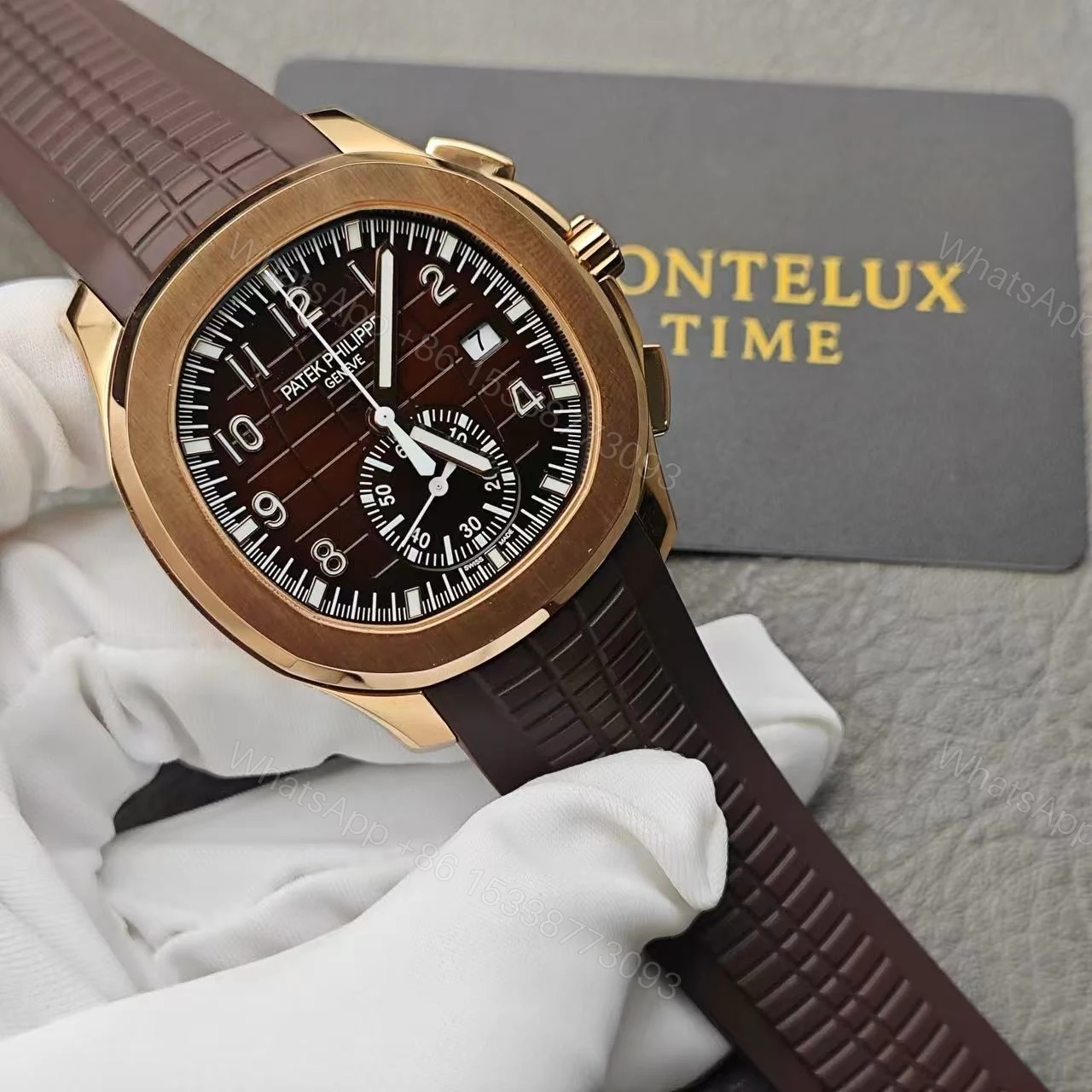 View 2 of Replica Patek Philippe Aquanaut Rose Gold Super Clone