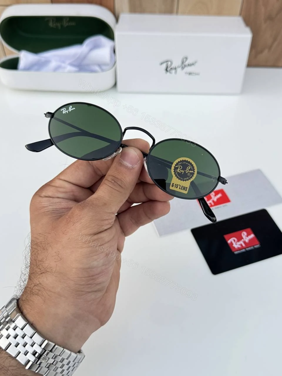 View 3 of First Copy Ray Ban RB3547 Black Green Sunglasses Online India