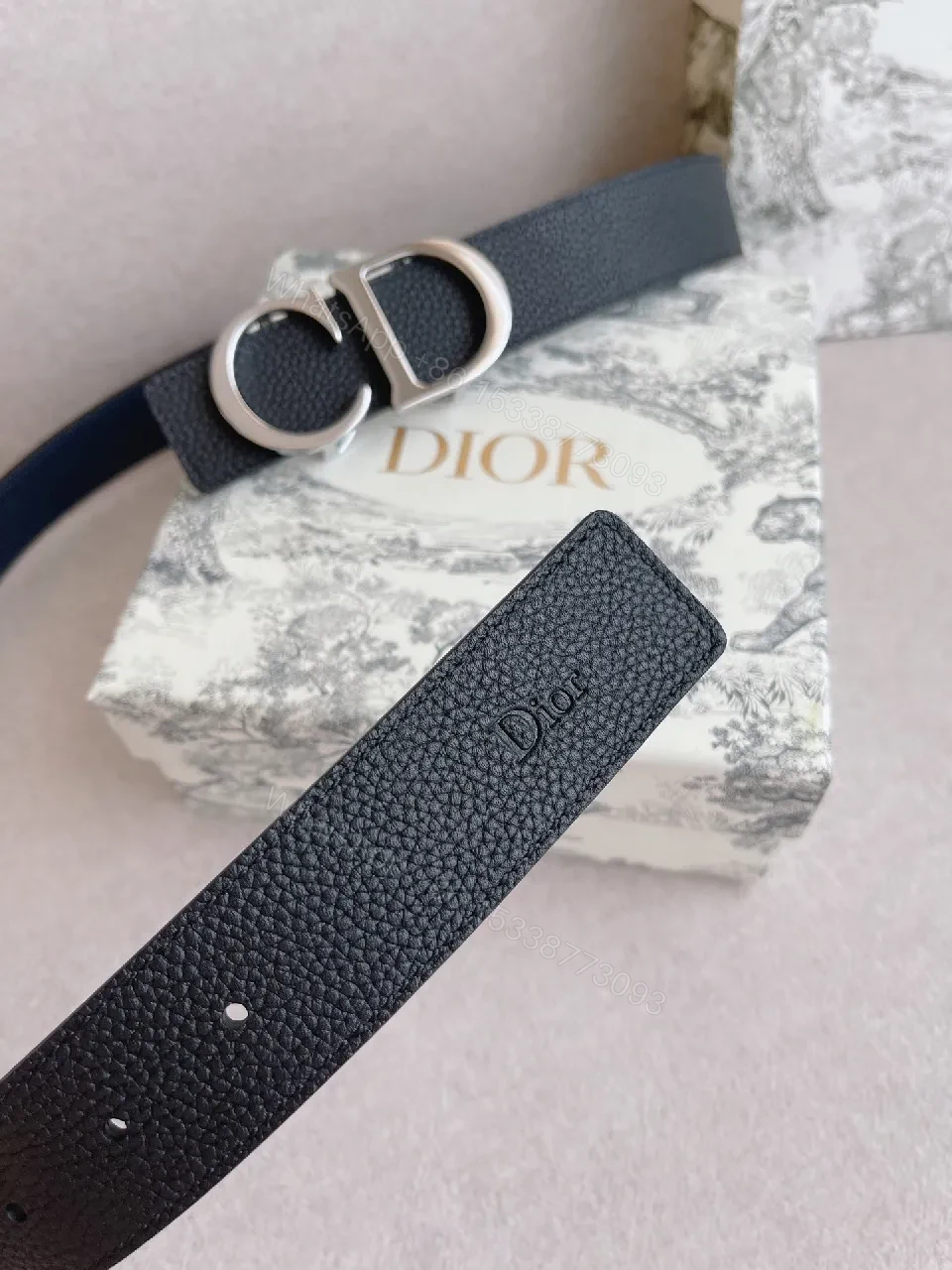 View 2 of Chic Black Leather Belt with Signature Buckle - Minimalist Luxury Belt