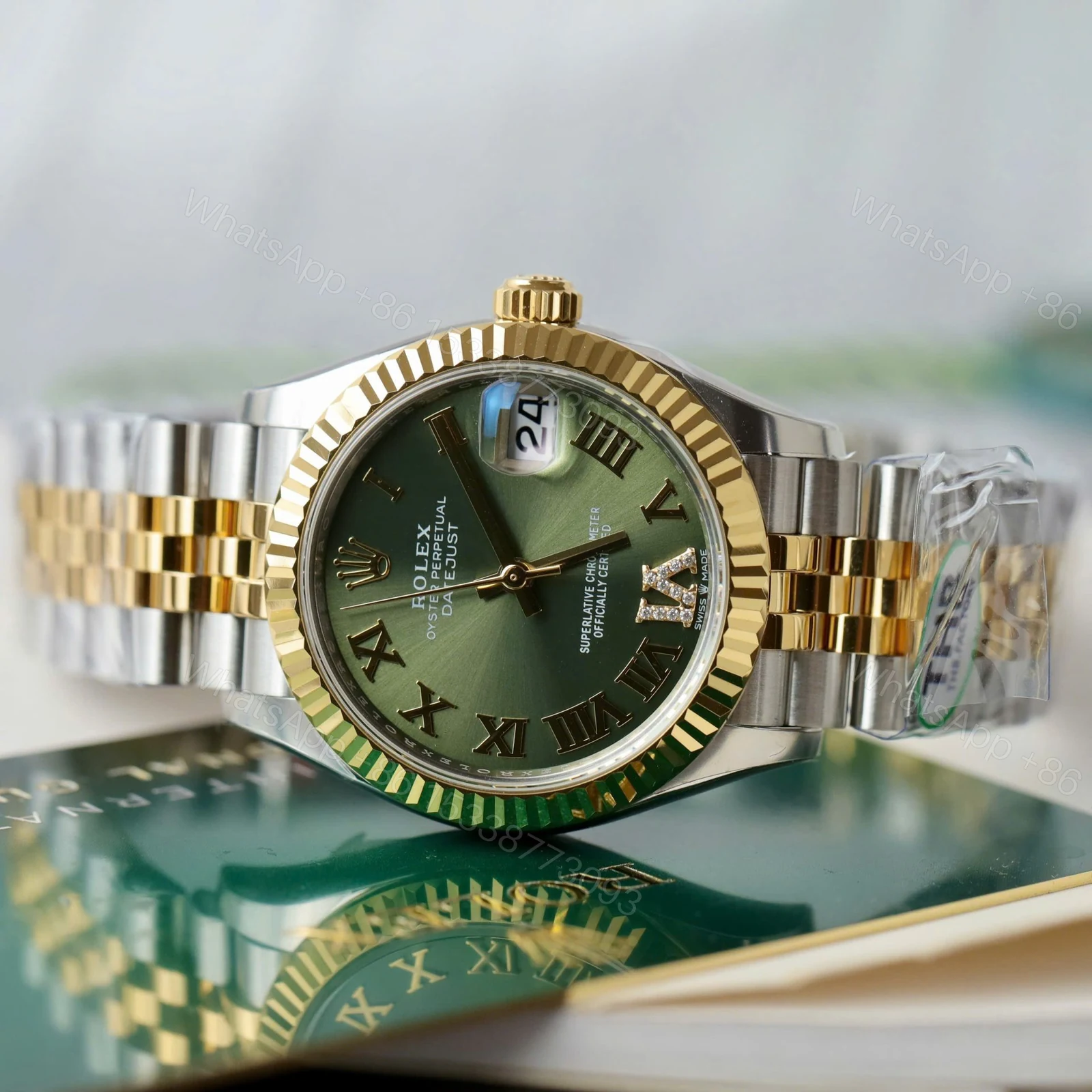 View 4 of Rolex Datejust Olive Green Roman Diamond Dial 126233-0025 36 mm