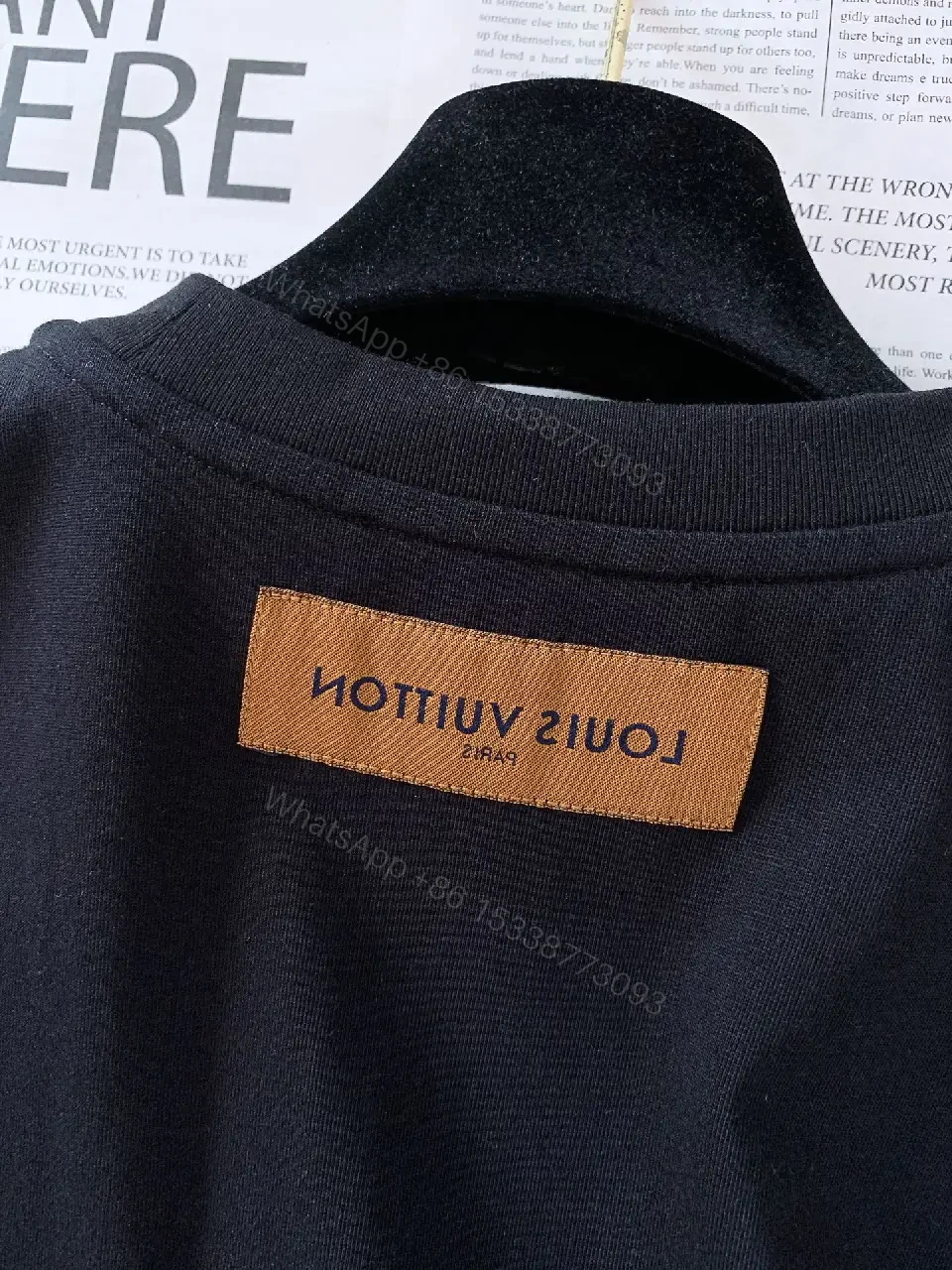 View 11 of Beige Cotton Tee with LV Monogram Pocket, Crew Neck
