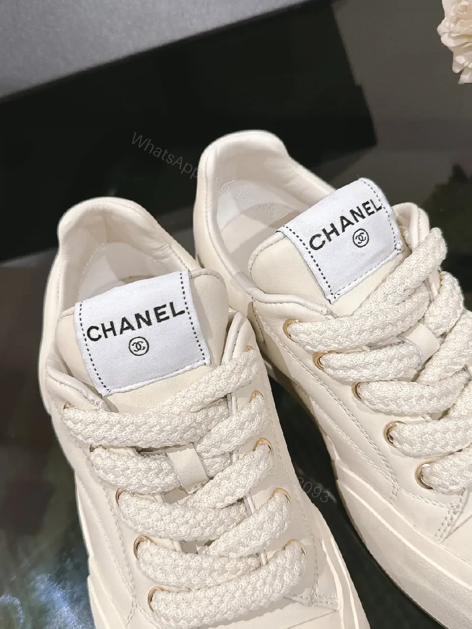 View 3 of White Leather Couture Sneakers: Luxe Comfort & Everyday Style