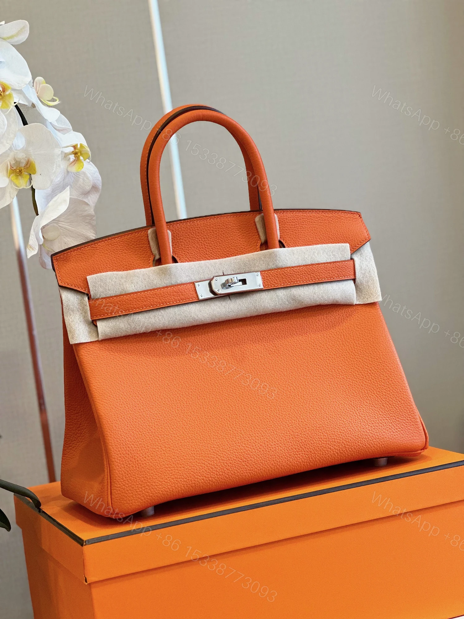 View 4 of HERMES BIRKIN 30 ORANGE PALLADIUM HARDWARE